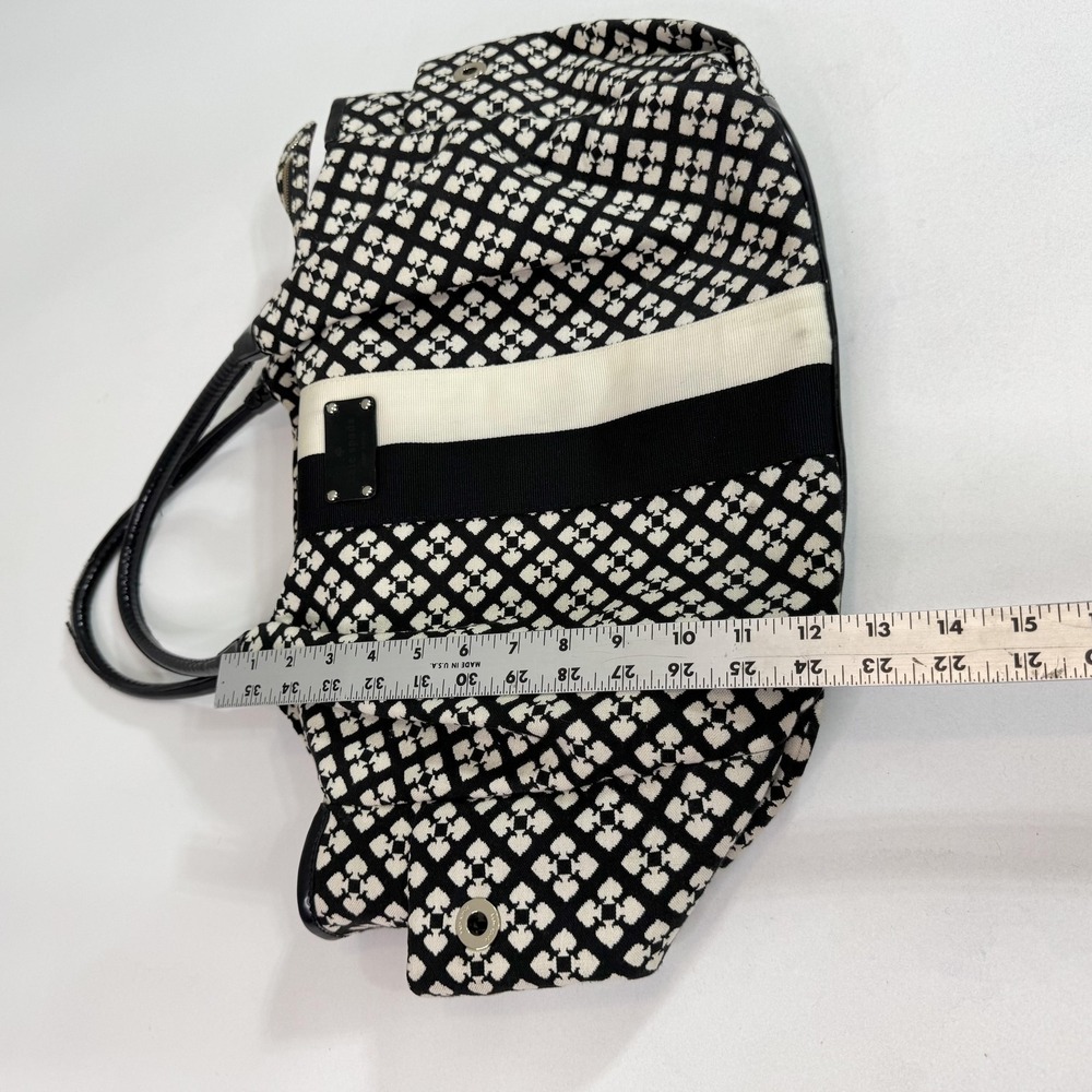 Kate Spade New York Tote Satchel Handbag Black White Print Patent Bottom Red - Picture 4 of 9